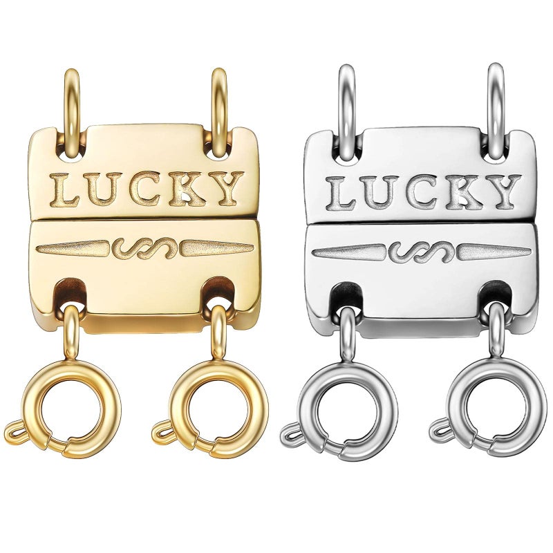 Qulltk Lucky Necklace Layering Clasps 18K Gold and Silver Separator for Stackable Necklaces Chains Multiple Necklace Clasps and Closures for Layered Look Magnetic - Image 1